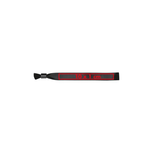 Zwarte stoffen polsband met sluiting.