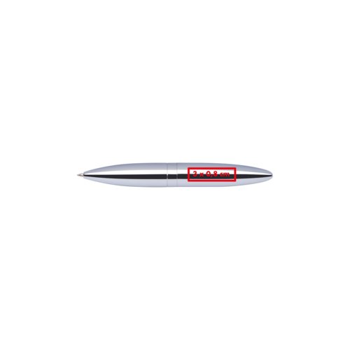 Zilverkleurige metalen balpen met clip en draaimechanisme.