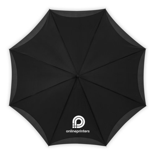 Grijze opvouwbare paraplu met patroon.