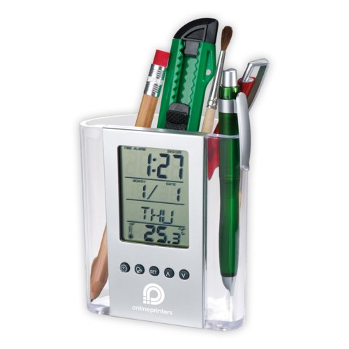 Acryl bureau-organizer met digitaal display.