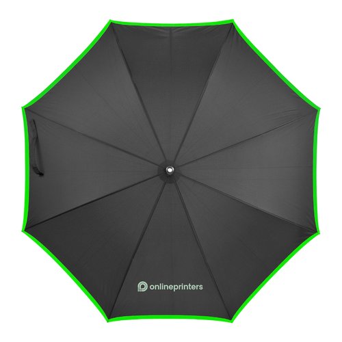 Zwart-groene automatische paraplu met hoes en draagriem.