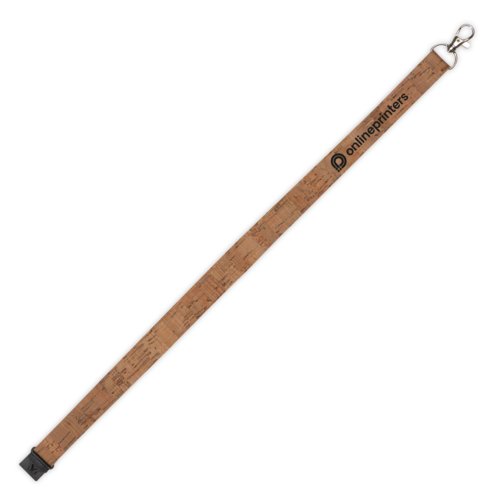 Natuurkleurige kurken lanyard met karabijnhaak.