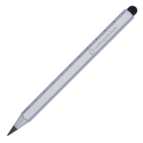 Grijze inktloze schrijfpen met touchpenfunctie.