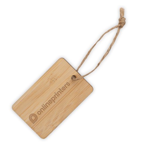 Bamboe label met koordophanging.