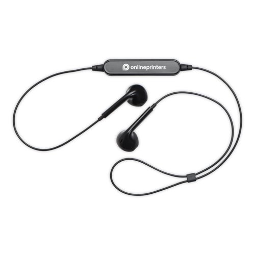 Zwarte Bluetooth-koptelefoon met kabel.