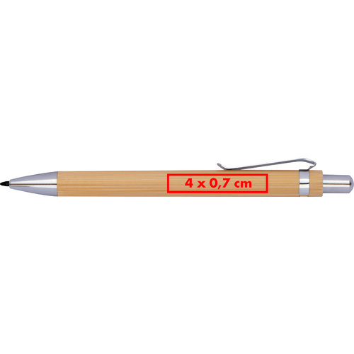 Houtkleurige inktloze pen met clip.