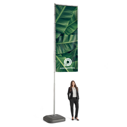 Vlaggenmast systeem met rechthoekige banner.