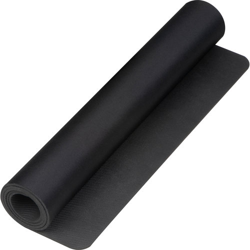 Zwarte stoffen gaming pad met antislip onderkant.