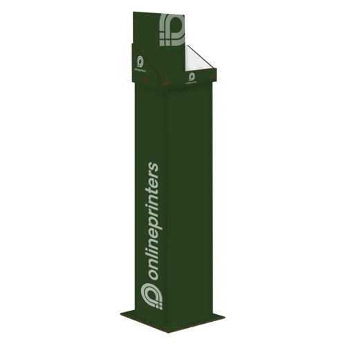Breed kartonnen productdisplay voor de vloer.
