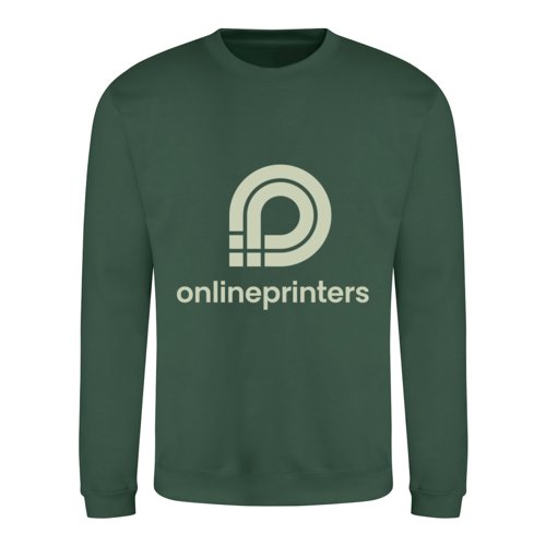 Groen stoffen sweatshirt, unisex model met lange mouwen.