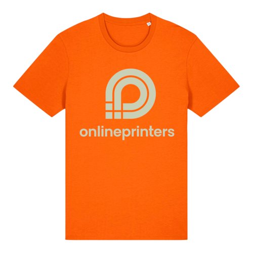 Oranje biologisch katoenen T-shirt met korte mouwen en ronde hals.