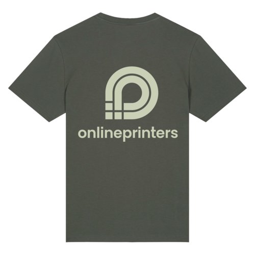 Kaki katoenen t-shirt, unisex pasvorm.