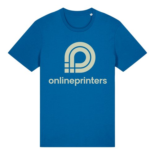 Koningsblauw biologisch katoenen T-shirt met korte mouwen en ronde hals.