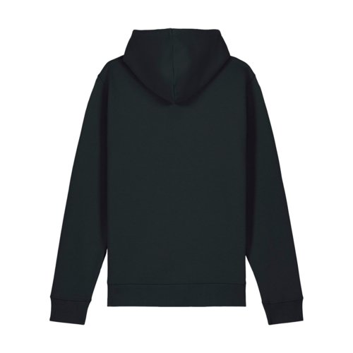 Zwarte hoodie van katoenmix met capuchon en kangoeroezak.
