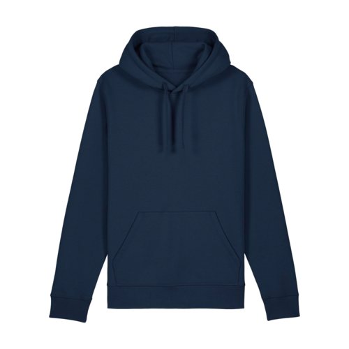 Marineblauwe hoodie van katoenmix met capuchon en kangoeroezak.