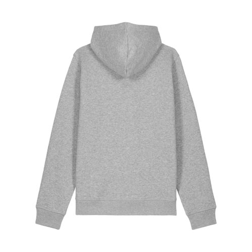 Grijze gemêleerde hoodie van katoenmix met capuchon en trekkoord.