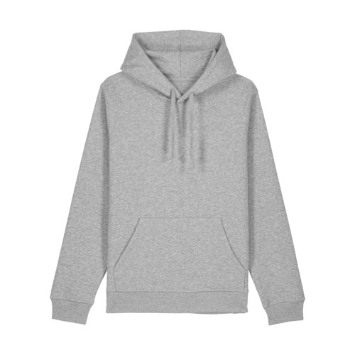 Grijze gemêleerde hoodie van katoenmix met capuchon en kangoeroezak.
