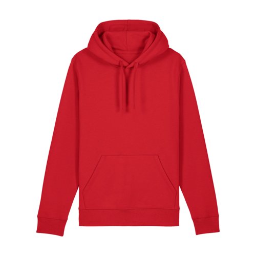 Rode hoodie van katoenmix met capuchon en kangoeroezak.