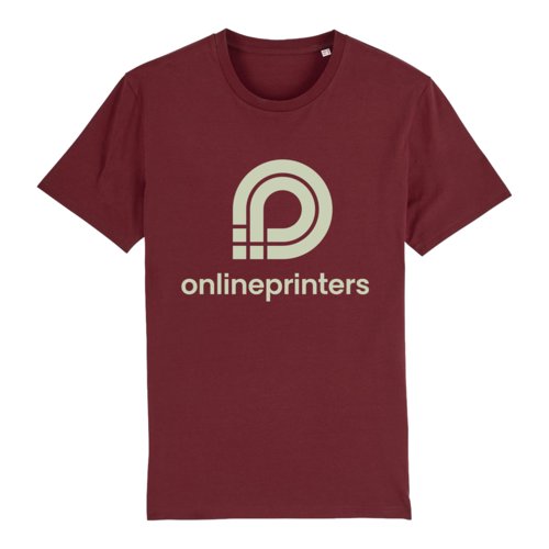 Bordeauxrood biologisch katoenen t-shirt met korte mouwen en ronde hals.