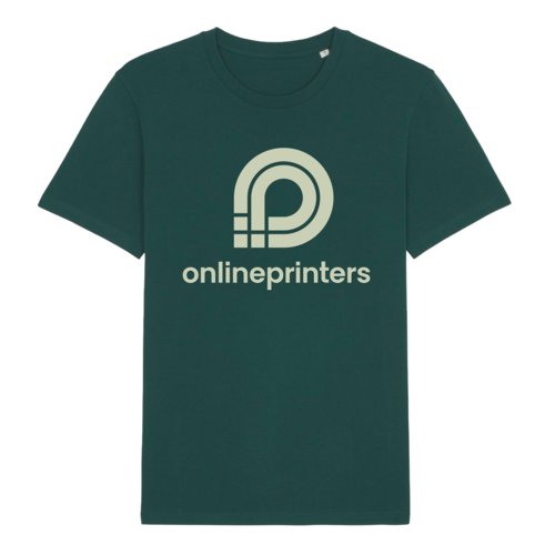 Donkergroen katoenen t-shirt met korte mouwen en ronde hals.