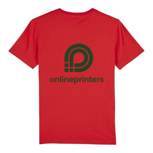 Rood biologisch katoenen T-shirt, unisex model, met korte mouwen.