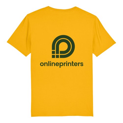 Geel biologisch katoenen T-shirt met korte mouwen en ronde hals.