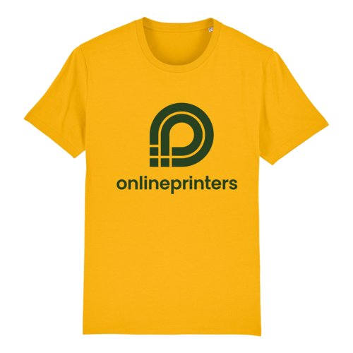 Geel biologisch katoenen T-shirt met korte mouwen en ronde hals.
