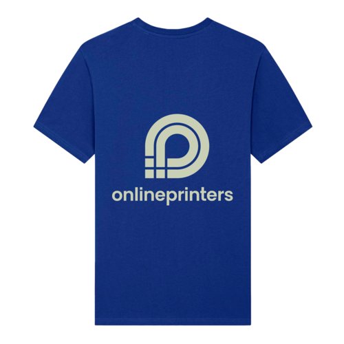 Donkerblauw biologisch katoenen unisex t-shirt met korte mouwen.