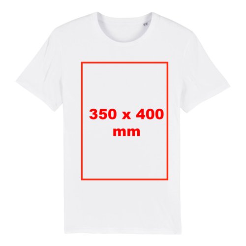 Wit stoffen T-shirt met korte mouwen en ronde hals.
