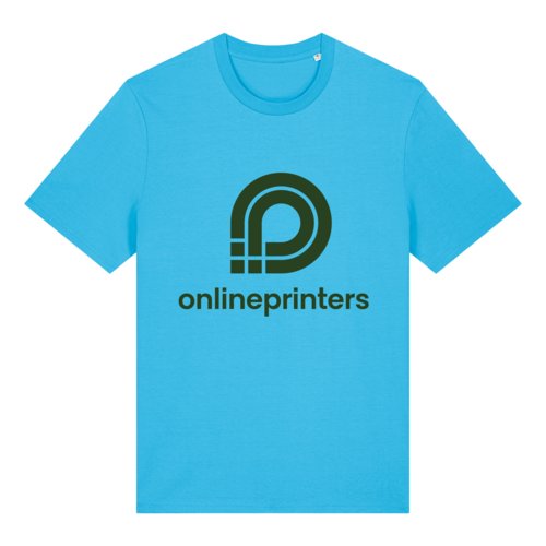 Aquablauw biologisch katoenen T-shirt met unisex pasvorm.