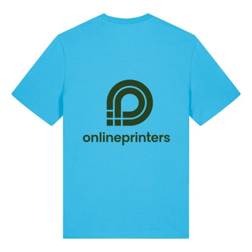 Aquamarijn biologisch katoenen t-shirt, unisex model, met korte mouwen.