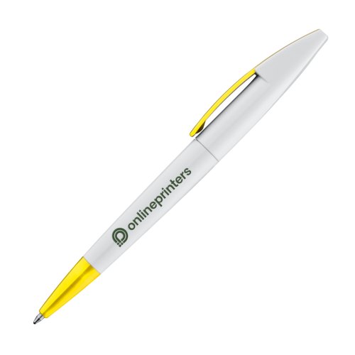 Gele draaibare balpen met clip.