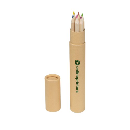 Houtkleurige kleurpotloden in kartonnen etui.