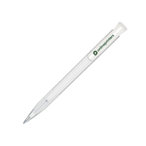 Witte plastic drukkogelschreiber mit clip.