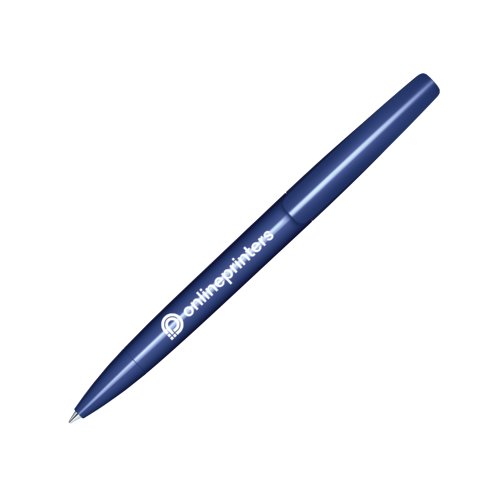 Donkerblauwe kunststof draaibalpen met gepolijste afwerking.