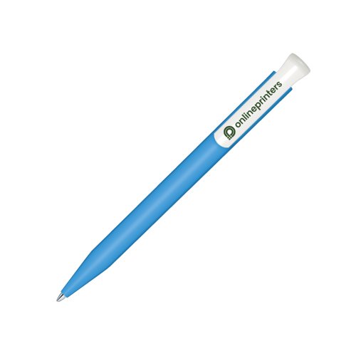 Blauwe bioplastic balpen met clip.