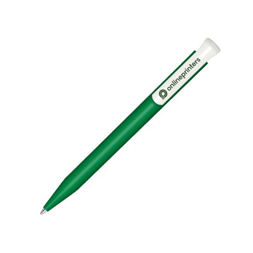 Groene bioplastic balpen met drukmechanisme.