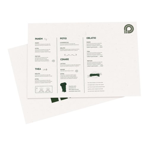 Papieren placemat, enkelzijdig bedrukt.