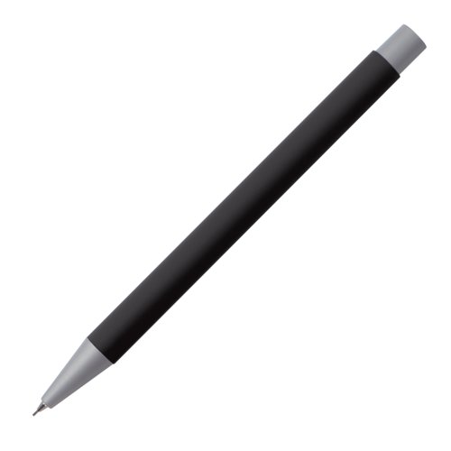 Zwart kleurpotlood met metalen elementen.