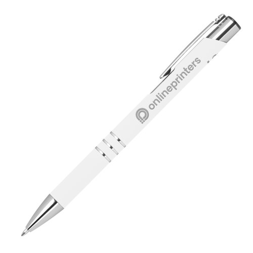 Witte gelpen met clip en drukmechanisme.