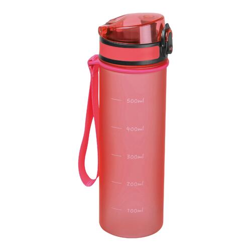 Roze Tritan waterfles met draaglus en schroefdop.