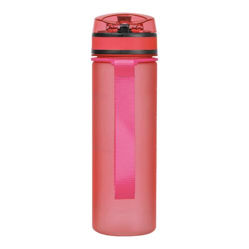 Roze Tritan drinkfles met draagriem.
