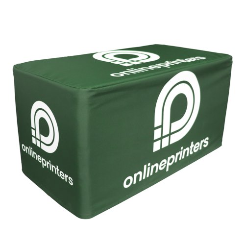 Groene stoffen zitting kubus voor twee personen.