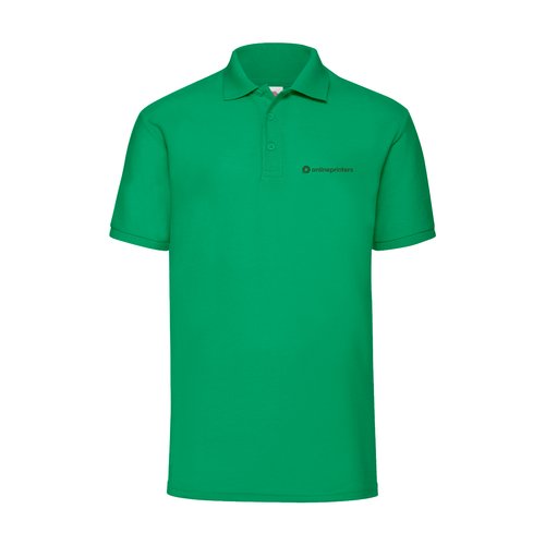 Groen Piqu poloshirt met korte knoopsluiting en geribbelde kraag.