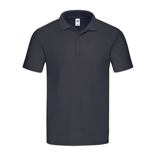 Zwart-blauw katoenen poloshirt voor heren met korte mouwen en knoopsluiting.