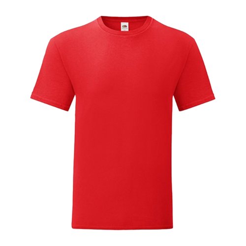 Rood katoenen heren-T-shirt met korte mouwen.