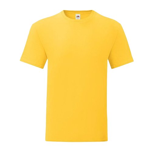 Geel katoenen T-shirt voor heren met korte mouwen.