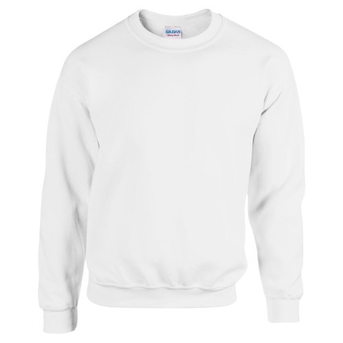 Wit katoen-polyester heren sweatshirt met ronde hals.