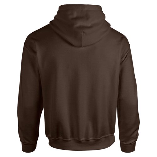 Donkerbruine katoen-polyester herenhoodie met capuchon.