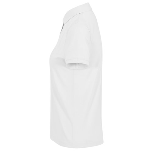 Wit katoenen damespoloshirt.